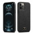 iPhone 12 / 12 Pro Fierre Shann Leather Texture Phone Back Cover Case - Lychee Black