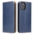 iPhone 12 / 12 Pro Fierre Shann PU Genuine Leather Texture Horizontal Flip Leather Case with Holder & Card Slots & Wallet - Blue