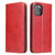 iPhone 12 / 12 Pro Fierre Shann PU Genuine Leather Texture Horizontal Flip Leather Case with Holder & Card Slots & Wallet - Red