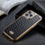 iPhone 12 / 12 Pro Fierre Shann Python Texture Electroplating PU Phone Case - Black