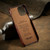 iPhone 12 / 12 Pro Fierre Shann Retro Oil Wax Texture PU Leather Case with Card Slots - Brown