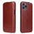 iPhone 12 / 12 Pro Fierre Shann Retro Oil Wax Texture Vertical Flip PU Leather Case - Brown