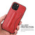 iPhone 12 mini Fierre Shann Full Coverage Protective Leather Case with Holder & Card Slot - Red