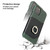 iPhone 12 mini Fierre Shann Oil Wax Texture Genuine Leather Back Cover Case with 360 Degree Rotation Holder & Card Slot - Black+Green