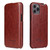 iPhone 12 mini Fierre Shann Retro Oil Wax Texture Vertical Flip PU Leather Case  - Brown