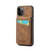 iPhone 12 Pro Max Fierre Shann Crazy Horse Card Holder Back Cover PU Phone Case - Brown