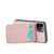 iPhone 12 Pro Max Fierre Shann Crazy Horse Card Holder Back Cover PU Phone Case - Pink