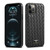 iPhone 12 Pro Max Fierre Shann Leather Texture Phone Back Cover Case - Woven Black