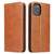 iPhone 12 Pro Max Fierre Shann PU Genuine Leather Texture Horizontal Flip Leather Case with Holder & Card Slots & Wallet - Brown