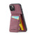 iPhone 13 Fierre Shann Crazy Horse Card Holder Back Cover PU Phone Case - Wine Red
