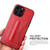 iPhone 13 Fierre Shann Full Coverage Protective Leather Case with Holder & Card Slot - Red