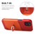 iPhone 13 Fierre Shann Oil Wax Texture Genuine Leather Back Cover Case with 360 Degree Rotation Holder & Card Slot - Red