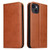 iPhone 13 Fierre Shann PU Leather Texture Horizontal Flip Leather Case with Holder & Card Slots & Wallet - Brown