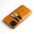 iPhone 13 Fierre Shann Retro Oil Wax Texture PU Leather Case with Card Slots - Yellow