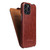 iPhone 13 Fierre Shann Retro Oil Wax Texture Vertical Flip PU Leather Case - Brown