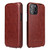 iPhone 13 Fierre Shann Retro Oil Wax Texture Vertical Flip PU Leather Case - Brown