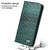 iPhone 13 mini Fierre Shann Crocodile Texture Magnetic Horizontal Flip Genuine Leather Case with Holder & Card Slot  - Green