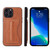 iPhone 13 mini Fierre Shann Full Coverage Protective Leather Case with Holder & Card Slot  - Brown