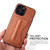 iPhone 13 mini Fierre Shann Full Coverage Protective Leather Case with Holder & Card Slot  - Brown