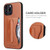 iPhone 13 mini Fierre Shann Full Coverage Protective Leather Case with Holder & Card Slot  - Brown