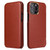 iPhone 13 mini Fierre Shann Magnetic Genuine Leather Phone Case  - Brown