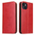 iPhone 13 mini Fierre Shann PU Leather Texture Horizontal Flip Leather Case with Holder & Card Slots & Wallet  - Red