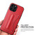 iPhone 13 Pro Fierre Shann Full Coverage Protective Leather Case with Holder & Card Slot  - Red