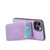 iPhone 13 Pro Max Fierre Shann Crazy Horse Card Holder Back Cover PU Phone Case - Purple