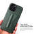 iPhone 13 Pro Max Fierre Shann Full Coverage Protective Leather Case with Holder & Card Slot  - Green