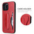 iPhone 13 Pro Max Fierre Shann Full Coverage Protective Leather Case with Holder & Card Slot  - Red