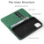 iPhone 14 Fierre Shann Crocodile Texture Magnetic Genuine Leather Phone Case - Green