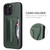 iPhone 14 Fierre Shann Holder Back Cover PU Phone Case - Green