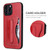 iPhone 14 Fierre Shann Holder Back Cover PU Phone Case - Red