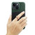 iPhone 14 Fierre Shann Oil Wax Texture Genuine Leather Back Case  - Black