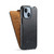 iPhone 14 Fierre Shann Oil Wax Texture Vertical Flip PU Phone Case  - Black