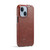 iPhone 14 Fierre Shann Oil Wax Texture Vertical Flip PU Phone Case  - Brown