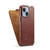 iPhone 14 Fierre Shann Oil Wax Texture Vertical Flip PU Phone Case  - Brown