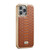 iPhone 14 Fierre Shann Python Texture Electroplating PU Phone Case - Brown