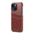 iPhone 14 Fierre Shann Retro Oil Wax Texture PU Leather Case with Card Slots  - Brown