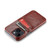 iPhone 14 Fierre Shann Retro Oil Wax Texture PU Leather Case with Card Slots  - Brown
