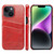 iPhone 14 Fierre Shann Retro Oil Wax Texture PU Leather Case with Card Slots  - Red