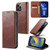 iPhone 14 FIERRE SHANN Vintage Bark Texture Wallet Leather Phone Case - Brown