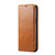 iPhone 14 FIERRE SHANN Vintage Bark Texture Wallet Leather Phone Case - Khaki