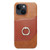 iPhone 14 Plus Fierre Shann Oil Wax Texture Genuine Leather Back Case  - Brown