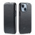 iPhone 14 Plus Fierre Shann Oil Wax Texture Vertical Flip PU Phone Case  - Black iPhone 14 Plus Fierre Shann Oil Wax Texture Vertical Flip PU Phone Case  - Black