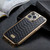 iPhone 14 Plus Fierre Shann Python Texture Electroplating PU Phone Case - Black