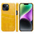 iPhone 14 Plus Fierre Shann Retro Oil Wax Texture PU Leather Case with Card Slots  - Yellow iPhone 14 Plus Fierre Shann Retro Oil Wax Texture PU Leather Case with Card Slots  - Yellow