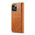 iPhone 14 Plus FIERRE SHANN Vintage Bark Texture Wallet Leather Phone Case - Khaki