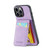 iPhone 14 Pro Fierre Shann Crazy Horse Card Holder Back Cover PU Phone Case - Purple