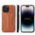 iPhone 14 Pro Fierre Shann Holder Back Cover PU Phone Case - Brown